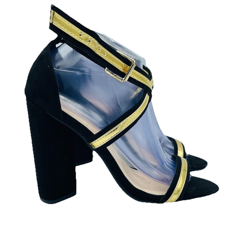 Charlotte Russe Shoes Womens Size 9 Black Faux Suede High Heels Strappy Sandals